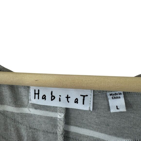 Habitat Large Dress EUC Gray Wave Stripes Sleeveless Knee Length V-Neck Womens - Picture 3 of 11